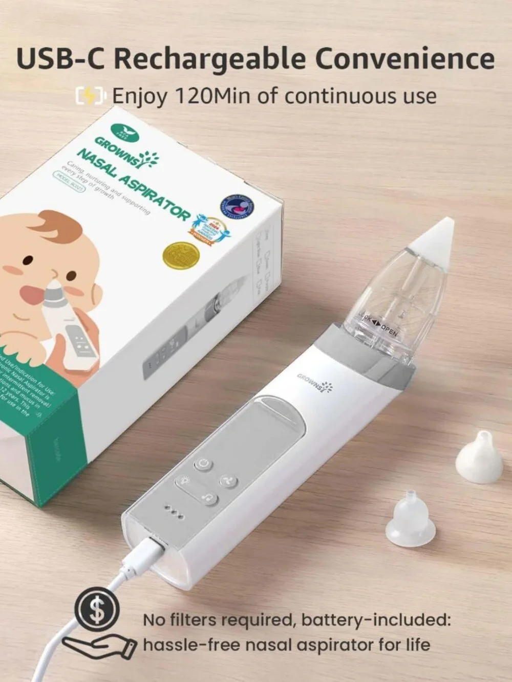 Electric Baby Nasal Aspirator - Powerful Suction, Safe & Effective Nose Cleaner